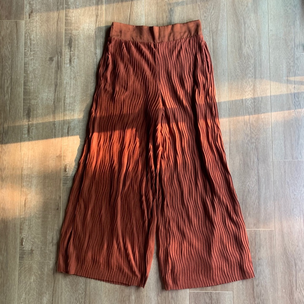 Anthropologie russet orange wide leg pants size S